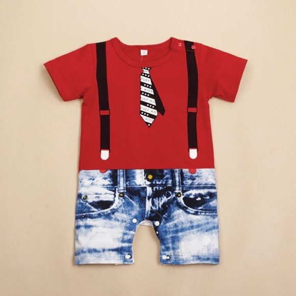 Other - Toddler Boys Overalls Romper Suit - Red